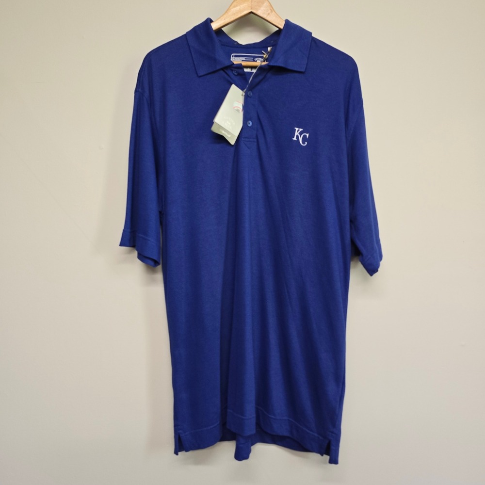 Cutter & Buck Kansas City Royals Polo Mens L Blue MLB DryTec Sporty Preppy